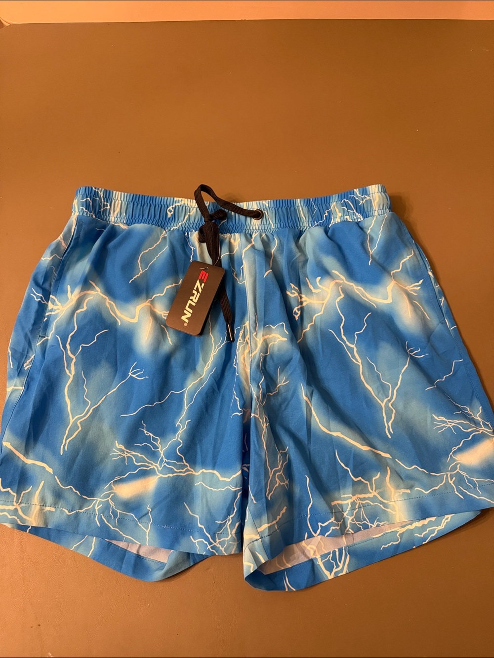 Men’s Blue Lightning Print Swim Trunks